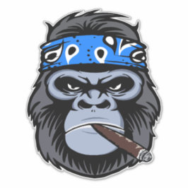 Adesivo Biker gorilla macaco fumante arte animal