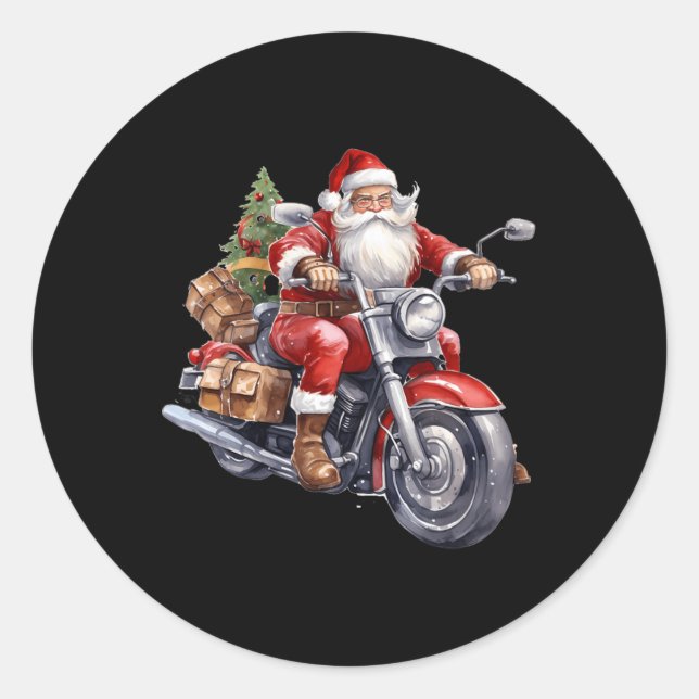 Adesivo Biker Papai Noel Sobre A Motocicleta De Natal Biki (Frente)