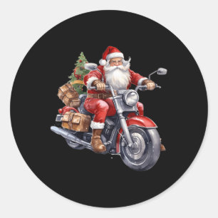 Adesivo Biker Papai Noel Sobre A Motocicleta De Natal Biki