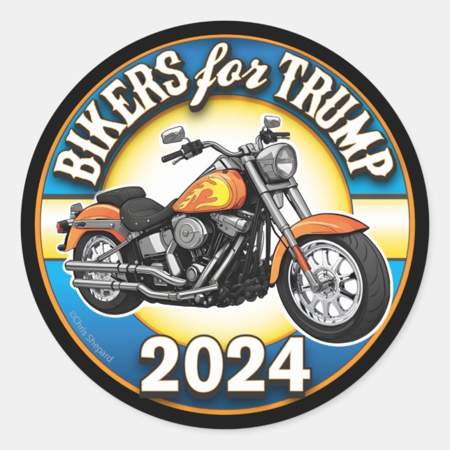 Adesivo Bikers For Trump 2024 - Patriotic Cycling (Frente)