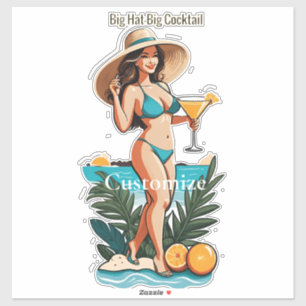 Adesivo Bikini Babe Big Hat - Grande Coquetel Thunder_Cove