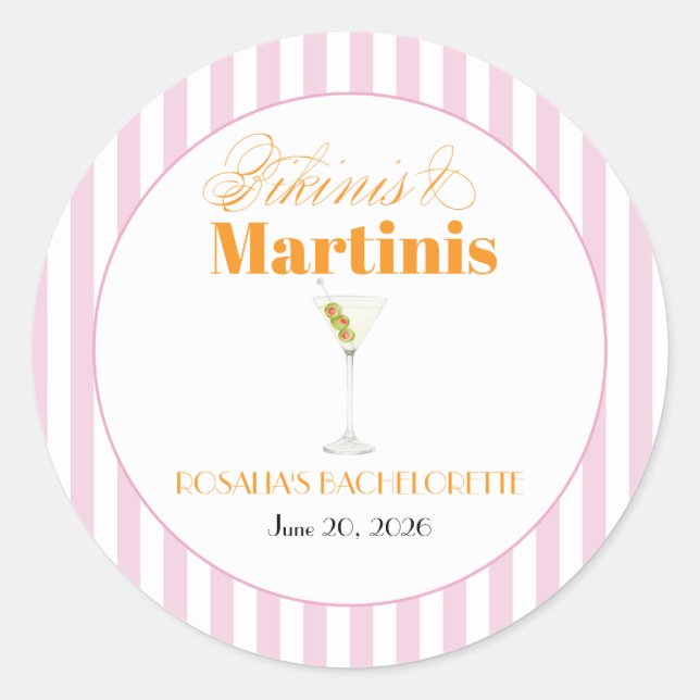 Adesivo Bikinis & Martinis despedida de solteira (Rosa e L (Frente)