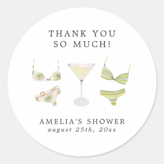 Adesivo Bikinis & Martinis Noiva Chuva de Presentes Desped (Frente)