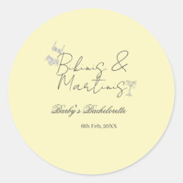 Adesivo Bikins & Martinis bachelorette party yellow retro