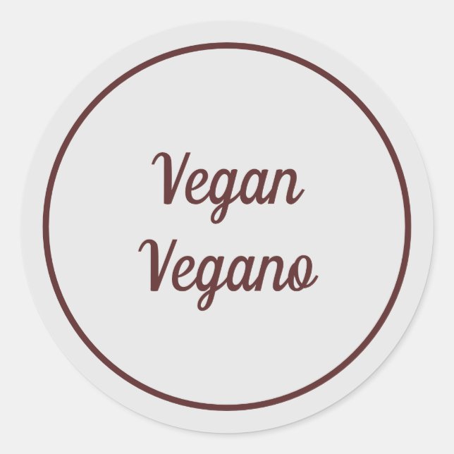 Adesivo Bilingue Cinza Claro Vegano Simples (Frente)