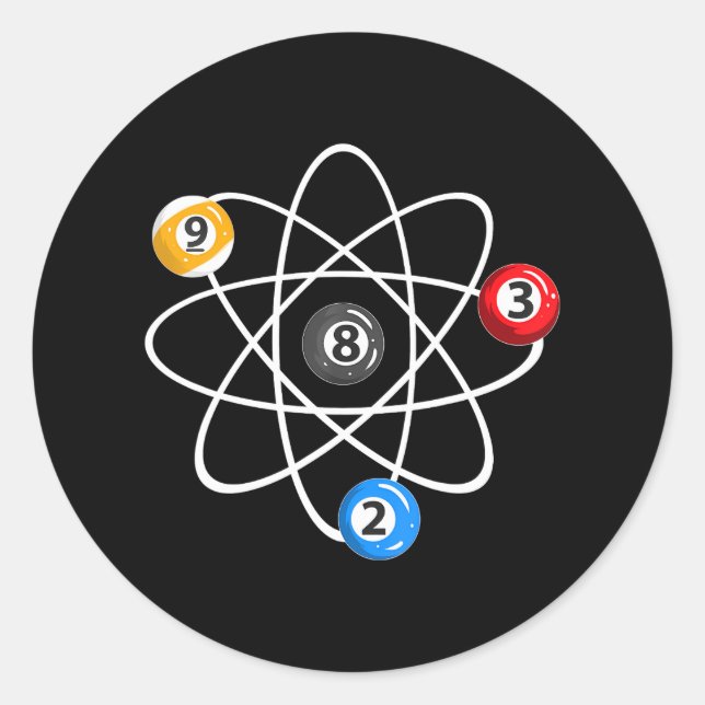 Adesivo Billiard Balls 2 3 8 9 Atom Billiard Player (Frente)