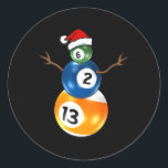 Adesivo Billiard Christmas Snowman com Mesa de Piscina<br><div class="desc">Billiard Christmas Snowman com Mesa de Piscina</div>