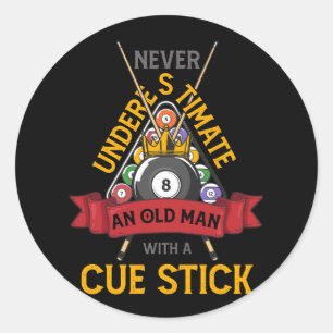 Adesivo Billiard Nunca Subestime Um Velho Com Uma Cue