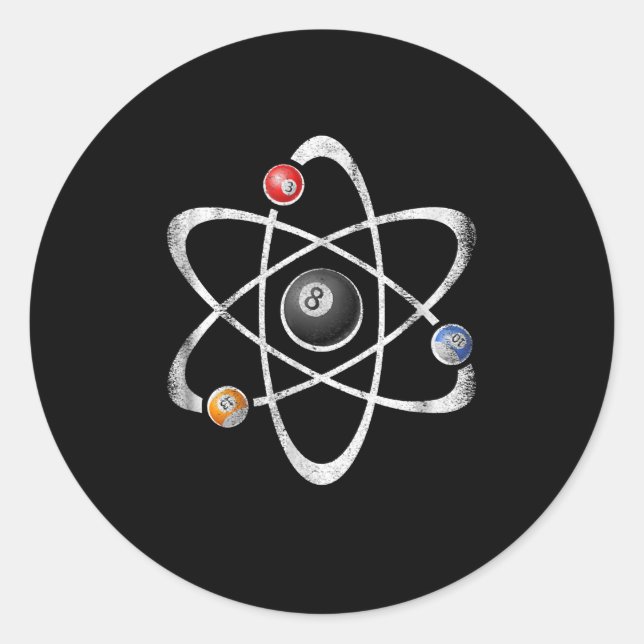 Adesivo Billiard Piscina Hall Esporte Atom Science (Frente)