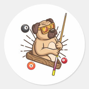 Adesivo Billiard Pug Dog Hustler Piscinas Meninas Snooker