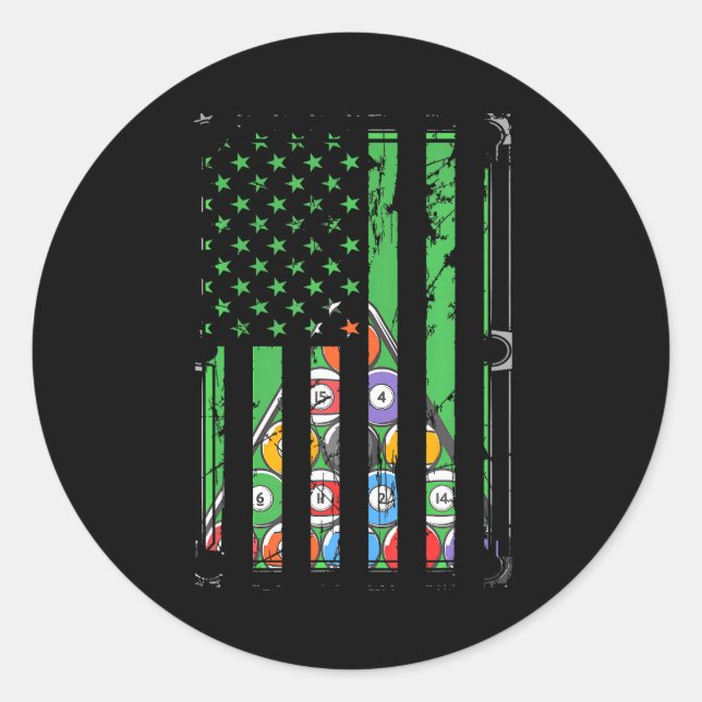 Adesivo Billiard Rack USA - American Flag Billiards Player (Frente)