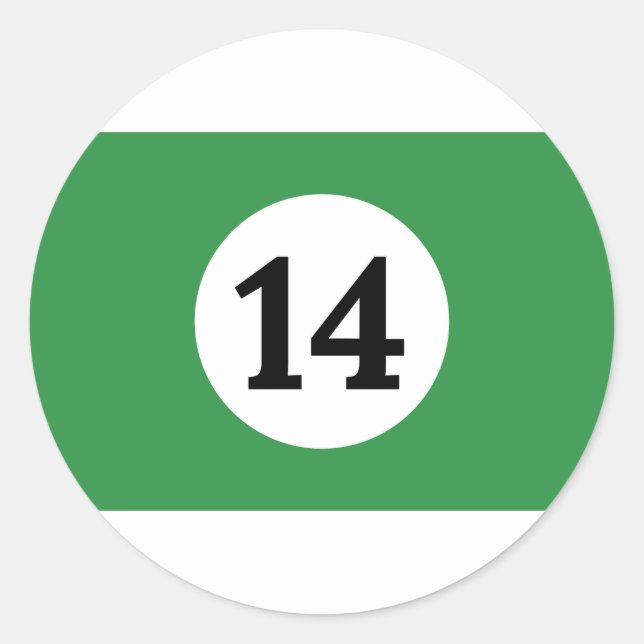 Adesivo Billiard Stripes Green Ball 14 (Frente)
