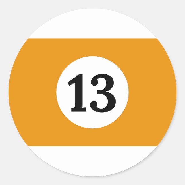 Adesivo Billiard Stripes Laranja Bola 13 (Frente)