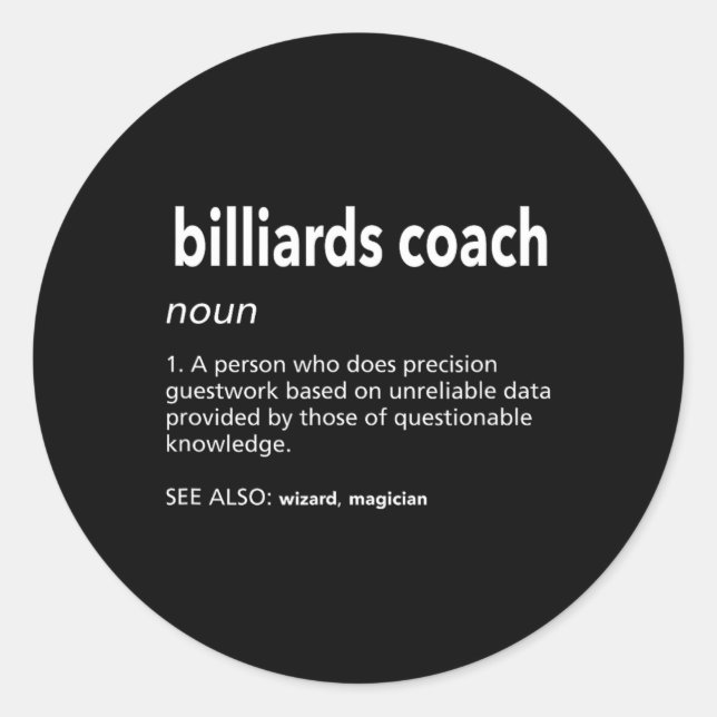 Adesivo Billiards Coach Definition Funny Piscina Player Hu (Frente)