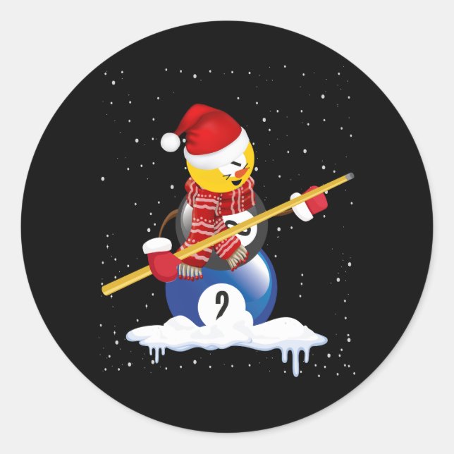Adesivo Billiards Feliz Natal Snowman com Mesa Piscina (Frente)