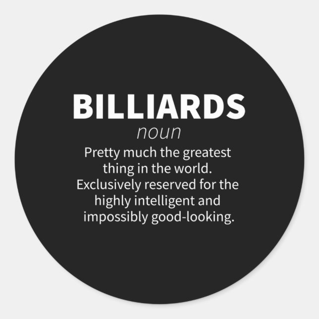 Adesivo Billiards Funny Definition Piscina Snooker Player  (Frente)