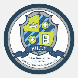 Adesivo Billy Letter B name significa heraldry shield