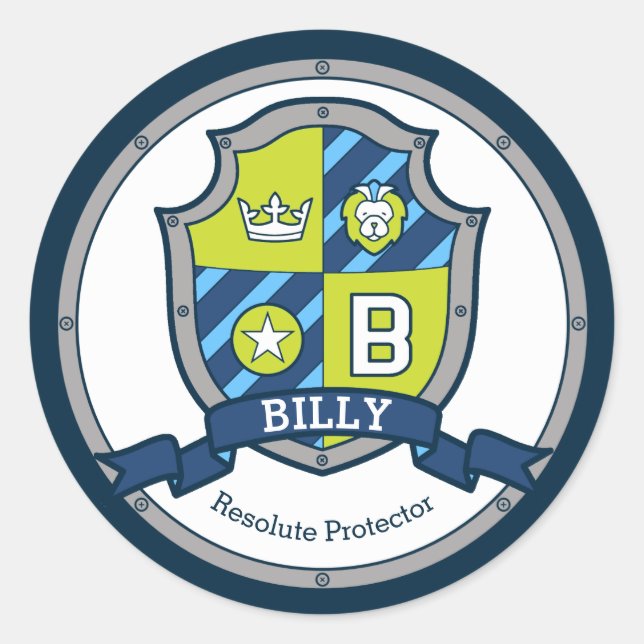 Adesivo Billy Letter B name significa heraldry shield (Frente)