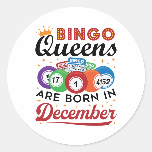 Adesivo Bingo Birthday Bingo Queens São Nasceres em dezemb (Frente)