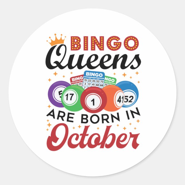 Adesivo Bingo Birthday Bingo Queens São Nasceres em outubr (Frente)