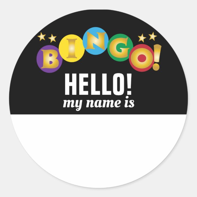 Adesivo Bingo Olá Placa de Nome (Frente)