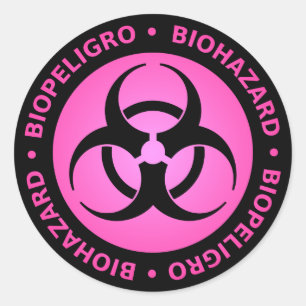 Adesivo Biohazard cor-de-rosa