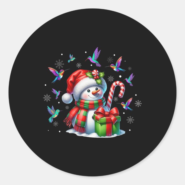 Adesivo Bird Lover Hummingbird Snowman Santa Hat Christma (Frente)