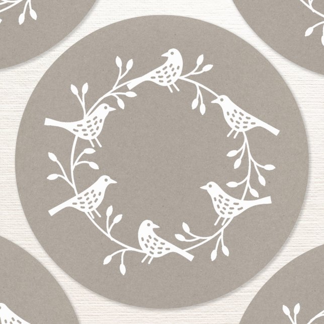 Adesivo Bird Wreath Moderno Estilo Escandinavo (Scandinavian bird wreath sticker)