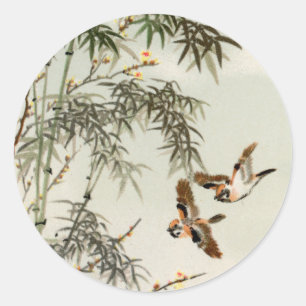 Adesivo Birds Bamboo Asian Japonês Vintage