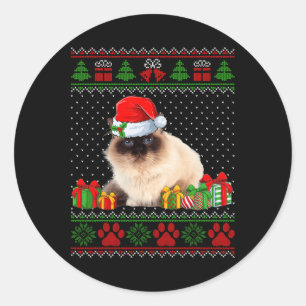 Adesivo Birman Engraçado Cat Santa Hat Suor de Natal Feio