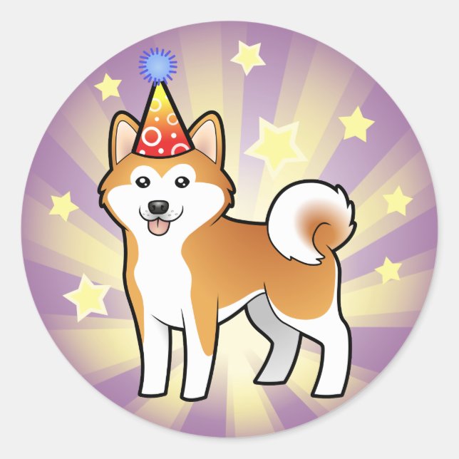 Adesivo Birthday Akita Inu / Shiba Inu (Frente)