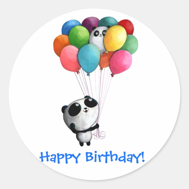 Adesivo Birthday Balloons Panda Bear (Frente)