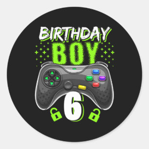 Adesivo Birthday Boy 6 Video Game Controller Gamer 6 Bir