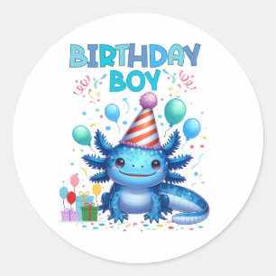 Adesivo Birthday Boy Axolotl Vibes Festa de Festa Cuta Des