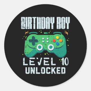 Adesivo Birthday Boy Level 10 Gamer Controller 10 Desbloqu