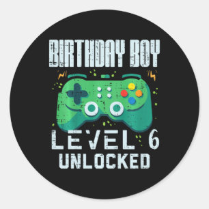 Adesivo Birthday Boy Nível 6 - 6 do Gamer Controller Desbl