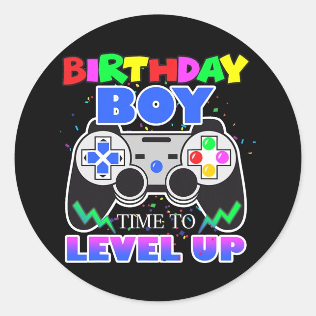 Adesivo Birthday Boy Time to Level Up Video Game Birthday (Frente)