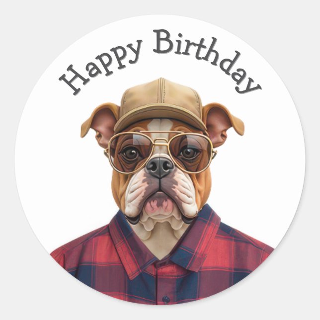 Adesivo Birthday Bulldog Humor (Frente)