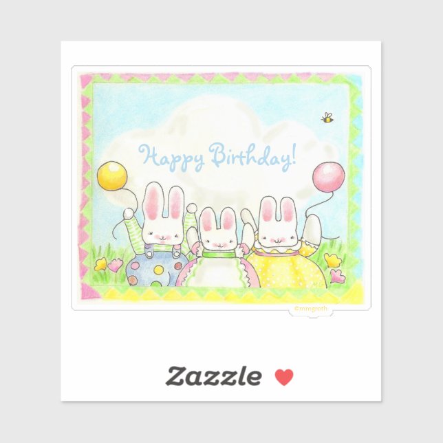 Adesivo Birthday Bunny e Balloon Sticker (Folha)