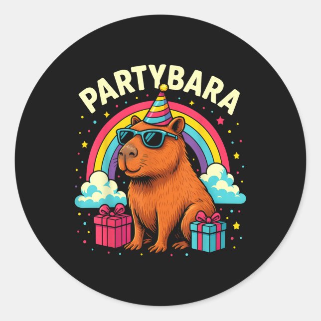 Adesivo Birthday Capybara Tee Para Crianças Diversão Party (Frente)