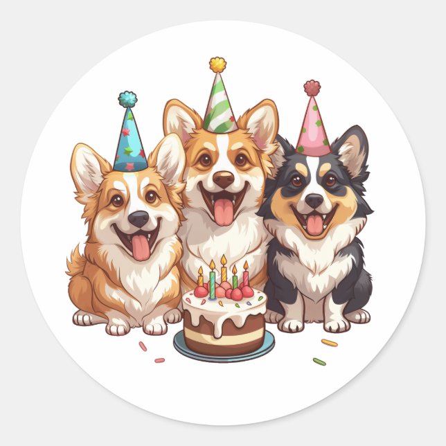 Adesivo Birthday Corgi Dogs (Frente)