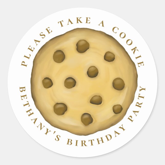 Adesivo Birthday Cute Watercolor Sweet Cookie Favor (Frente)