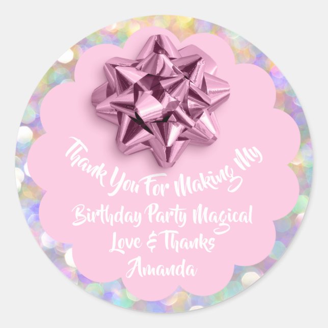 Adesivo Birthday Favor Chá de fraldas Rosa Fita Única (Frente)