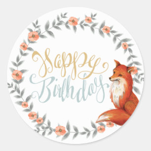 Adesivo Birthday Fox Wreath