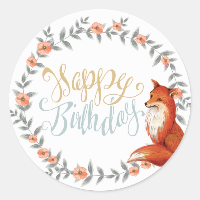 Adesivo Birthday Fox Wreath (Frente)