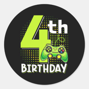 Adesivo Birthday Gamer 4 Anos Vídeo Jovens Engraçados