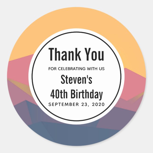 Adesivo Birthday Geométrico Minimalista dos Montanhas Russ (Frente)