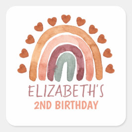 Adesivo Birthday Girl Modern Boho Rainbow Name
