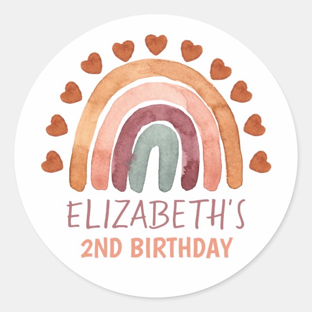 Adesivo Birthday Girl Modern Boho Rainbow Name (Frente)