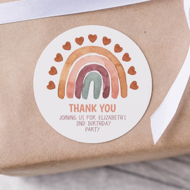 Adesivo Birthday Girl Modern Boho Rainbow Obrigado (Criador carregado)